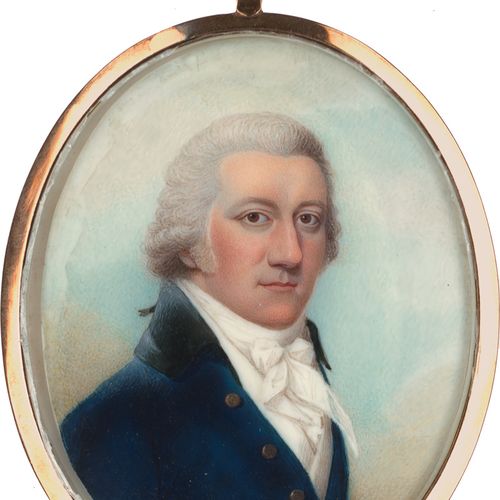 Roche, Sampson Towgood Miniature portrait of a young man with powdered wig, wear&hellip;