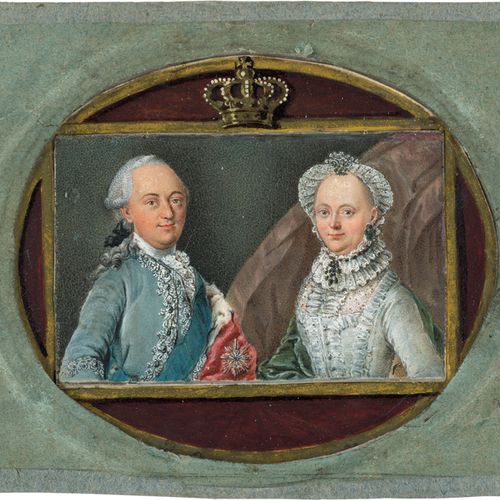 Deutsch um 1765. Miniatur Portrait Doppelbildnis Ernst Friedrich Herzog von Sach&hellip;