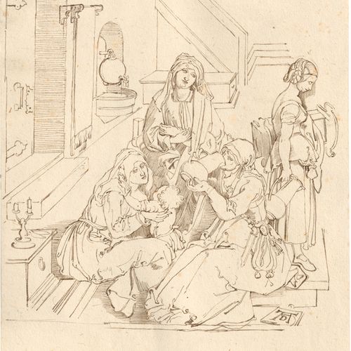 Schnorr von Carolsfeld, Julius Las mujeres en el lecho de parto del "Nacimiento &hellip;