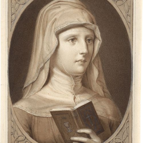 Schnorr von Carolsfeld, Veit Hanns 带着祈祷书的修女；劳拉。


在铅笔上用棕色的钢笔和毛笔画，有不透明的白色亮点。12 x &hellip;