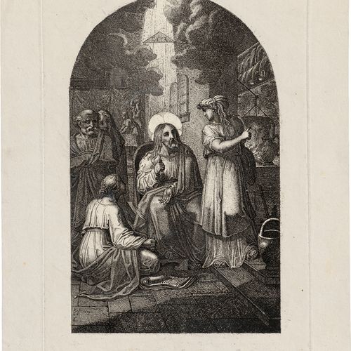 Russ, Carl 耶稣与马大


梭织纸上的蚀刻画。25,4 x 17 cm。1809年，Nagler 7.
