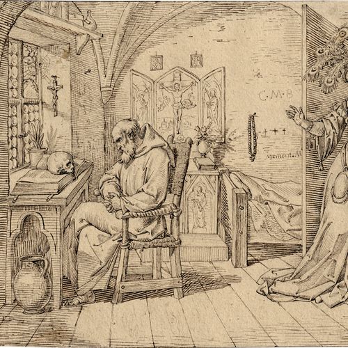 Führich, Joseph von 隐士圣马丁尼和求婚者佐伊。


灰色的笔墨画，在铅笔的痕迹上，在编织纸（papier vélin）上。19 x 21,8&hellip;