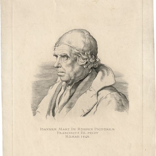 Rohden, Franz von 约翰-马丁-冯-罗登的画像。


铜版画在编织纸（papier vélin）上。24,6 x 19,5厘米。盘中刻有 "Io&hellip;