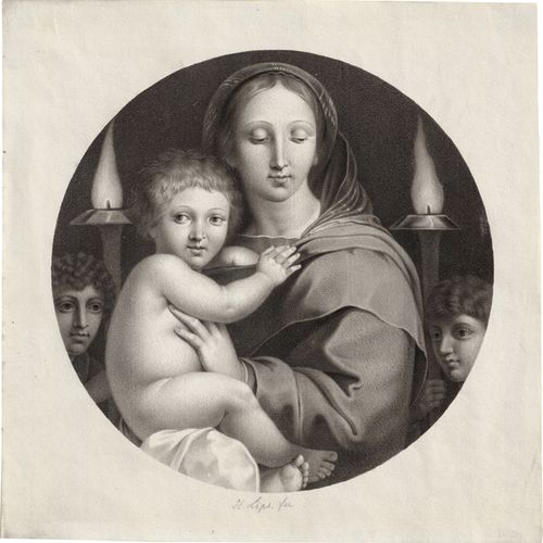 Lips, Johann Heinrich 带着孩子的圣母和两个拿着灯的天使。


手工纸上的灰色毛笔画。23,3 x 23,3厘米（图像）；28,5 x 28&hellip;