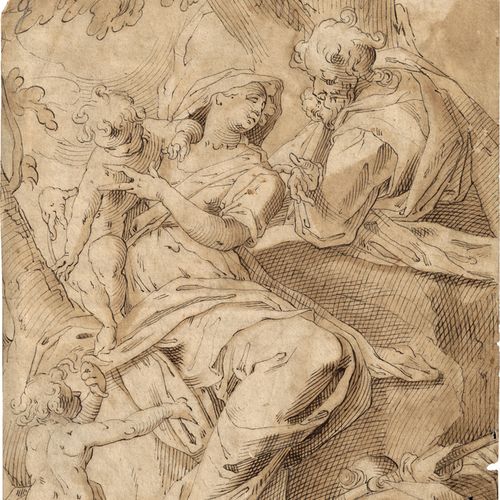 Niederländisch 16世纪末：《神圣家族与婴儿约翰》。



黑色钢笔水墨画，棕色水洗，背面：阿波罗和阿尔特弥斯用弓箭击倒的尼奥比的七个儿子。25 &hellip;