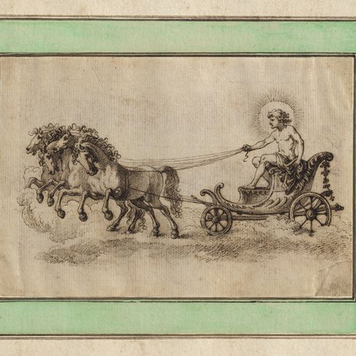 Französisch 17e siècle Hélios dans le char du soleil.



Plume en brun, roussie &hellip;