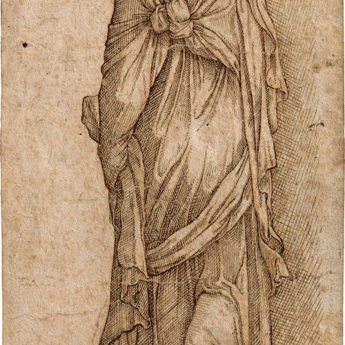 Italienisch 16世纪妇女的背影。



红色粉笔痕迹上的棕色钢笔水墨画，装裱。19 x 9,4 cm。