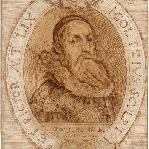 Matham, Jacob - nach après . Portrait de Hendrick Goltzius. 



Plume en brun. 1&hellip;