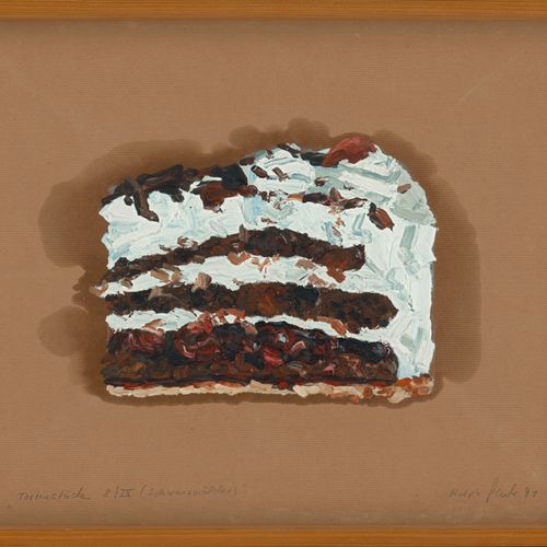 Fleck, Ralph "Piece of cake 8/IV (Black Forest)".

Oil on wrapping paper. 50 x 6&hellip;