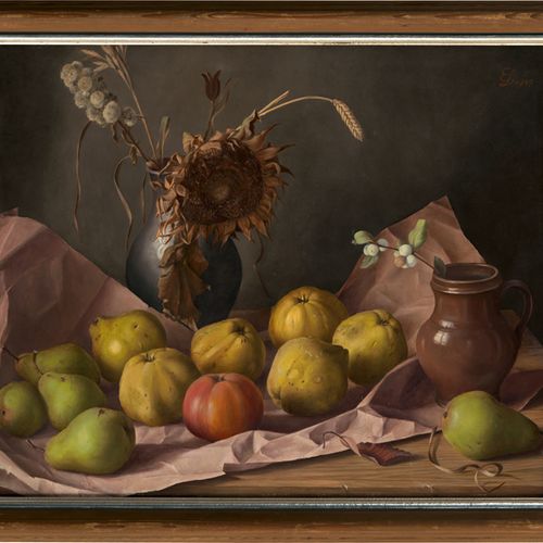 Lindenau, Erich Nature morte avec des coings, des pommes, des poires et un tourn&hellip;