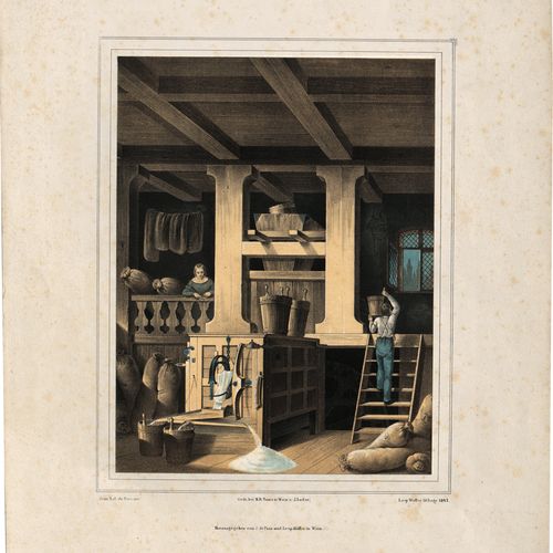 Pian, Jean Baptiste de - Schule 一个庄严的厨房，有一个大壁炉，可以看到面粉厂的磨粉机："皮托雷斯克字母表 "的字母F和H。Leo&hellip;