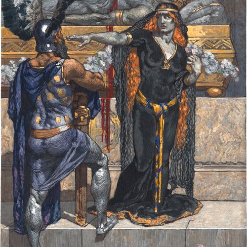 Rothaug, Alexander "Hagen al Siegfried's Bier".

Guazzo su cartone da pittura.

&hellip;
