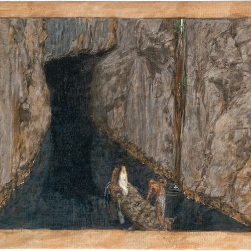 Rothaug, Alexander 冥河之旅/大坝

2张图，正反面。铅笔涂抹在纸板上的钢笔画。

19,7 x 25,5厘米。

左边空白处的印刷品上刻有 &hellip;