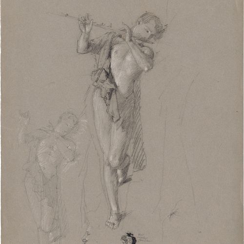 Rothaug, Alexander Satyr playing the flute

Pencil and chalk in black, heightene&hellip;
