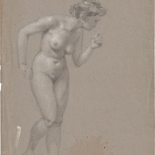 Rothaug, Alexander 女性裸体，研究报告：《凯普莱特墓穴中的朱丽叶》。

铅笔画，用白色增高，在灰色的编织纸（papier vélin）上。可能&hellip;