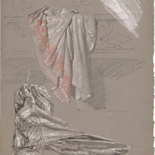 Rothaug, Alexander Drapery study

Chalk in white and red and pencil on gray wove&hellip;
