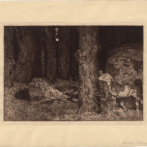 Rothaug, Alexander Centaure dans la forêt avec nymphe de l'étang

Eau-forte sur &hellip;