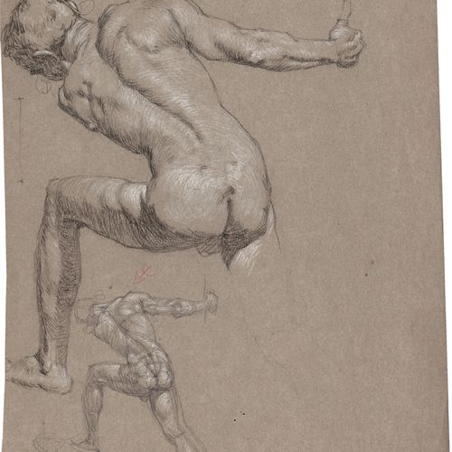 Rothaug, Alexander 年轻人在胯下的姿势

铅笔和粉笔画，黑色，用白色调高，印在灰色强韧的编织纸上（papier vélin）。大约1930/3&hellip;