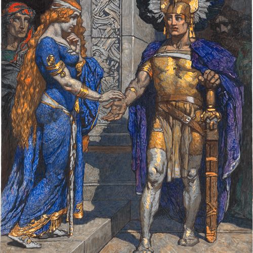 Rothaug, Alexander "El primer encuentro de Sigfrido y Krimhilde".

Gouache sobre&hellip;