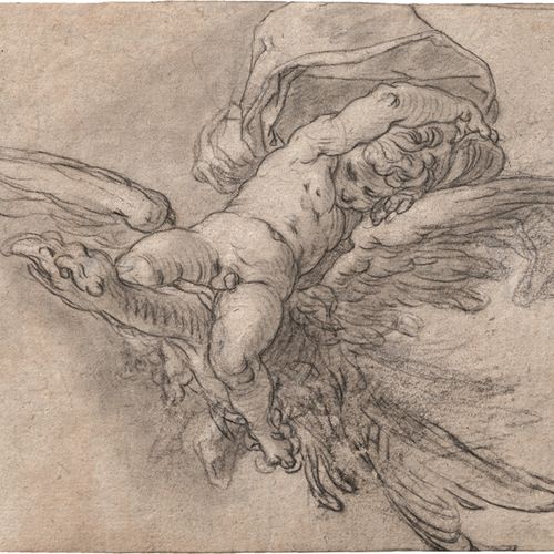 BLOEMAERT, Abraham 被鹰绑架的Ganymede。

黑色粉笔，灰色水洗，浅棕色纸上。背面用钢笔和黑色墨水写着 "A. Bloemaert"。约&hellip;