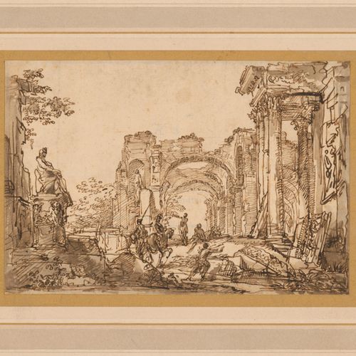Pannini, Giovanni Paolo Architekturcapriccio mit römischen Ruinen und Staffagefi&hellip;