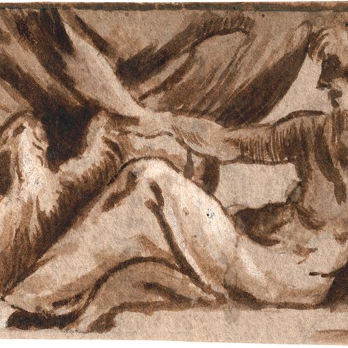 Parmigianino, Francesco - Nachfolge 继承人。休息的朱庇特和他的鹰。

棕色的毛笔和钢笔水墨画，棕色水洗。6,2 x 9,9 &hellip;