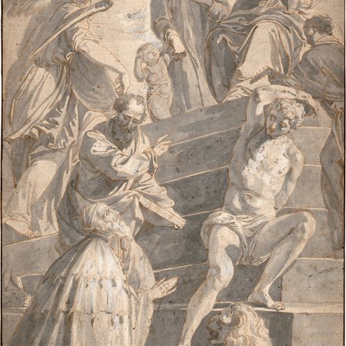 Venezianisch Sacra Conversazione del siglo XVIII con San Marcos y su león, acomp&hellip;