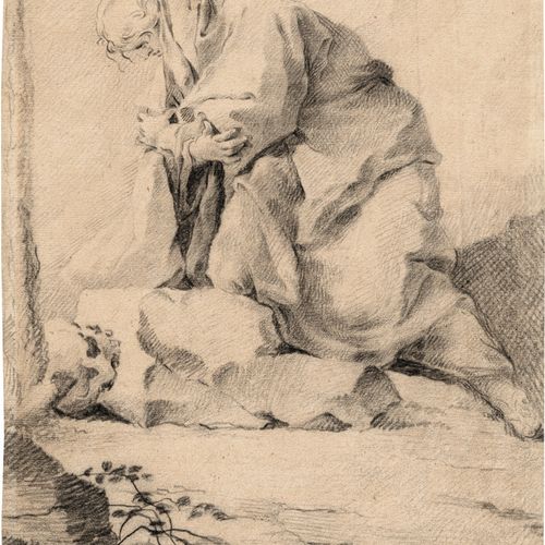 Österreichisch 18e siècle La Marie-Madeleine pénitente avec un crâne.

Craie noi&hellip;