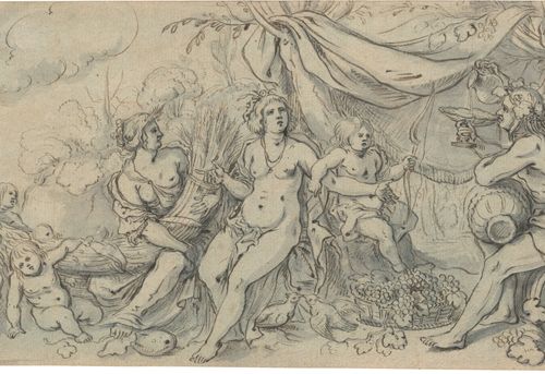 Süddeutsch vers 1620. Sine Cerere et Baccho friget Venus.

Plume en brun, lavis &hellip;
