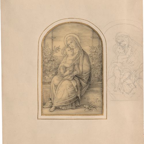 Baudissin, Wolf Heinrich Friedrich Karl Graf von 带孩子的圣母。

描图纸上的棕色和灰色的钢笔水墨画，仿照Jul&hellip;