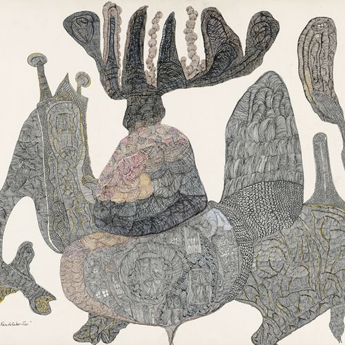 Schultze-Bluhm, Ursula "烛台动物"
黑色钢笔和彩色墨水画在坚固的Schoellershammer-Velin上。1977.
61 x 7&hellip;