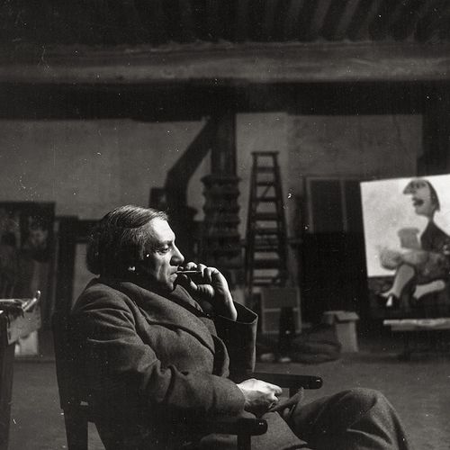 Picasso, Pablo 摄影师：Peter Rose Pulham（1910-1956）。巴勃罗-毕加索在他的工作室，巴黎。1936年/1975年根据原底&hellip;