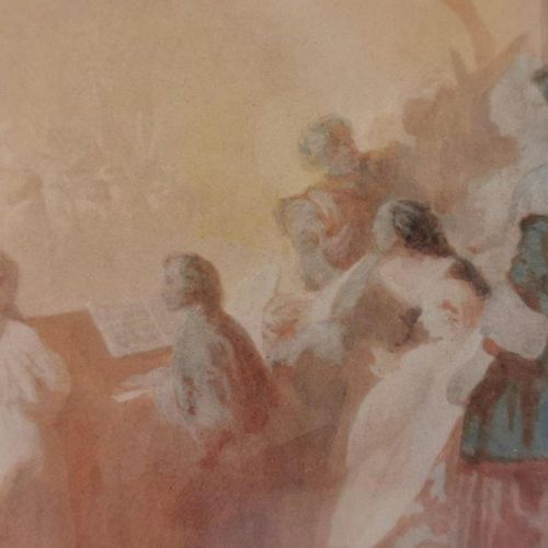 Null 安东-克瓦特科夫斯基(1809 - 1891)《肖邦献给方塔纳的波洛奈兹》之后 水彩画 高13，宽26厘米。 重现波兹南博物馆的工作。