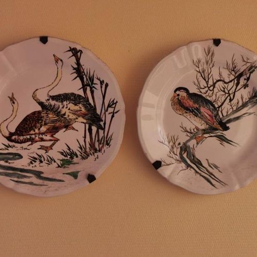 Null GIEN. FOUR plates with japanese birds. ROUARD 34 avenue de l'Opéra, Paris.
