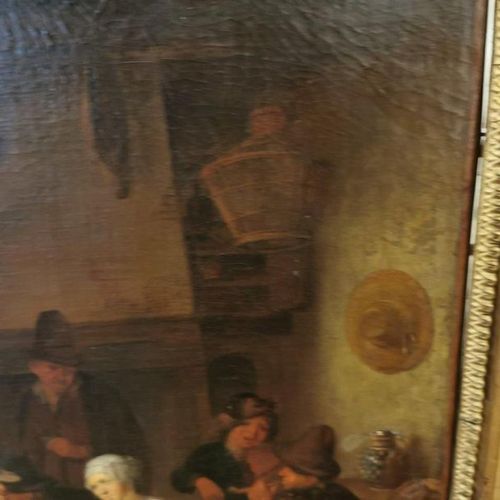 Null Attribuito a Richard BRAKENBURG (1650-1702) Scena di taverna. Tela firmata &hellip;