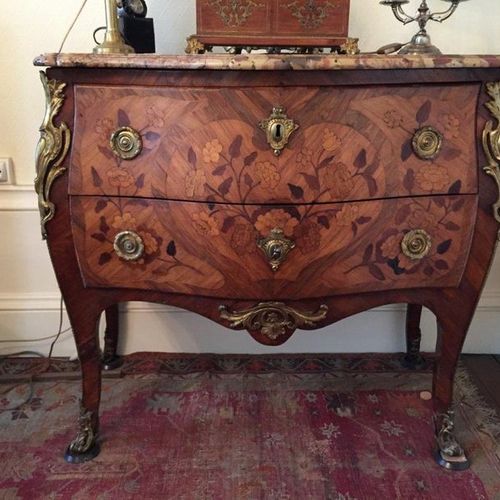 Null JUGGING COMMODE in veneer and marquetry opening by two drawers without cros&hellip;