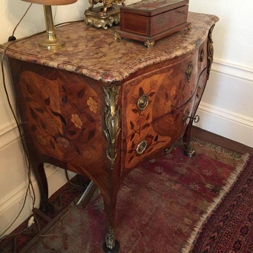 Null JUGGING COMMODE in veneer and marquetry opening by two drawers without cros&hellip;