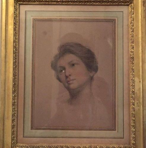 Null Léon Gérard CREPY (1872-?) Retrato de mujer. Sanguina. Firmado en la parte &hellip;