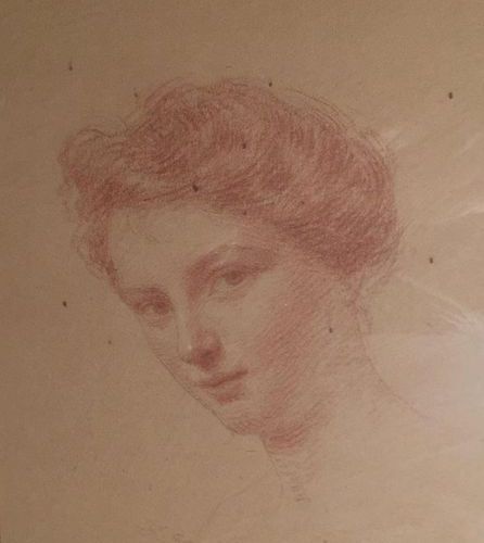 Null Léon Gérard CREPY (1872-?) Ritratto di donna. Sanguigna. Firmato in basso. &hellip;