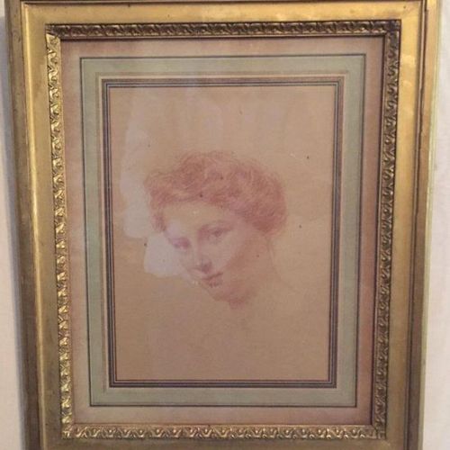 Null Léon Gérard CREPY (1872-?)，一个女人的画像。 三毛。在底部签名。 高23，宽17（见图）。 附：法国学校。一个女人的画像。用&hellip;