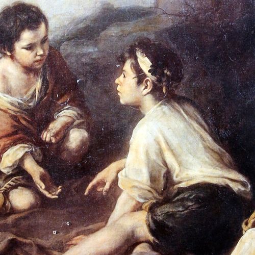 Null D'APRÈS BARTOLOMÉ ESTEBAN MURILLO (1617-1682) Enfants jouant aux dés Procéd&hellip;