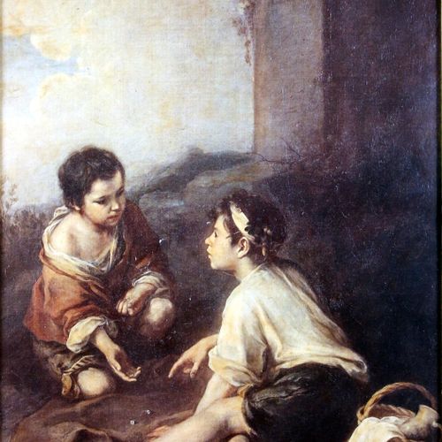 Null D'APRÈS BARTOLOMÉ ESTEBAN MURILLO (1617-1682) Enfants jouant aux dés Procéd&hellip;