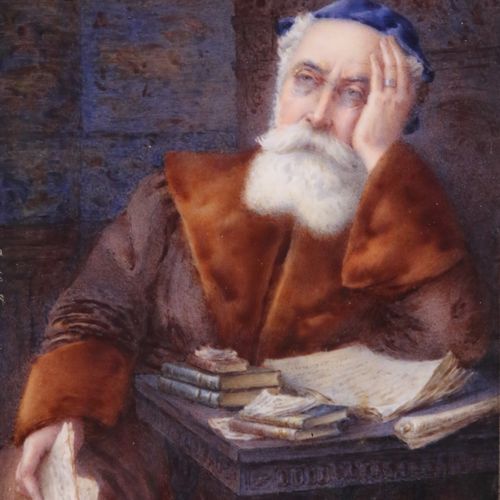 Null BERTHE FAUCONNIER (née en 1882-?) Portrait d'un philosophe Miniature sur iv&hellip;