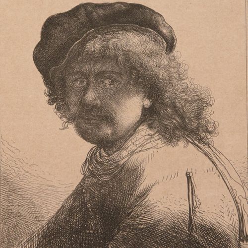 Null D'APRÈS REMBRANDT VAN RIJN (1606-1669) Autoportrait Facsimilé. Haut. 12, La&hellip;