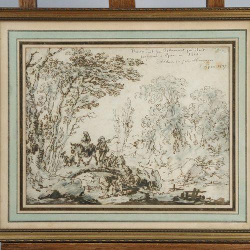 Null ÉCOLE DE JEAN-BAPTISTE PILLEMENT (Lyon, 1728-1808) Scène pastorale Crayon n&hellip;