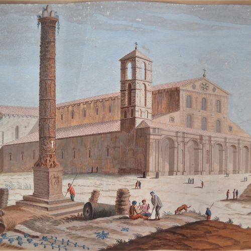 Null ÉCOLE ITALIENNE DE LA FIN DU XVIIIe-DÉBUT DU XIXe Vue de la basilique primi&hellip;