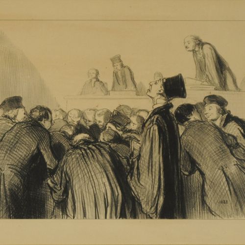 Null D'APRÈS HONORÉ DAUMIER (1808-1879) "Les gens de justice" Cinq estampes. For&hellip;