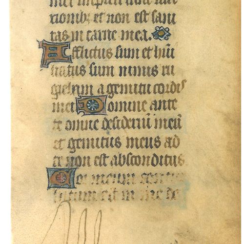 Null ÉCOLE DU NORD DE LA FRANCE DU XVe Fragment de litanies, Haut. 18,3 Larg. 12&hellip;