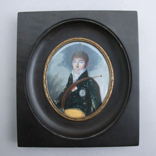 Null ÉCOLE EUROPÉENNE fin du XVIIIe-début du XIXe Portrait de gentilhomme au cor&hellip;
