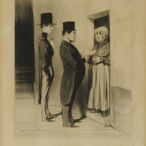 Null D'APRÈS HONORÉ DAUMIER (1808-1879) "Les gens de justice" Cinq estampes. For&hellip;